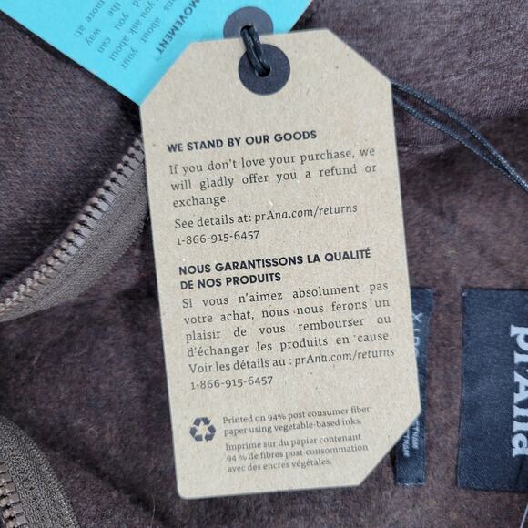 PrAna Mens Brookland 1/4 Zip Sweater Size XL Brown Wool Blend NEW - Picture 5 of 16